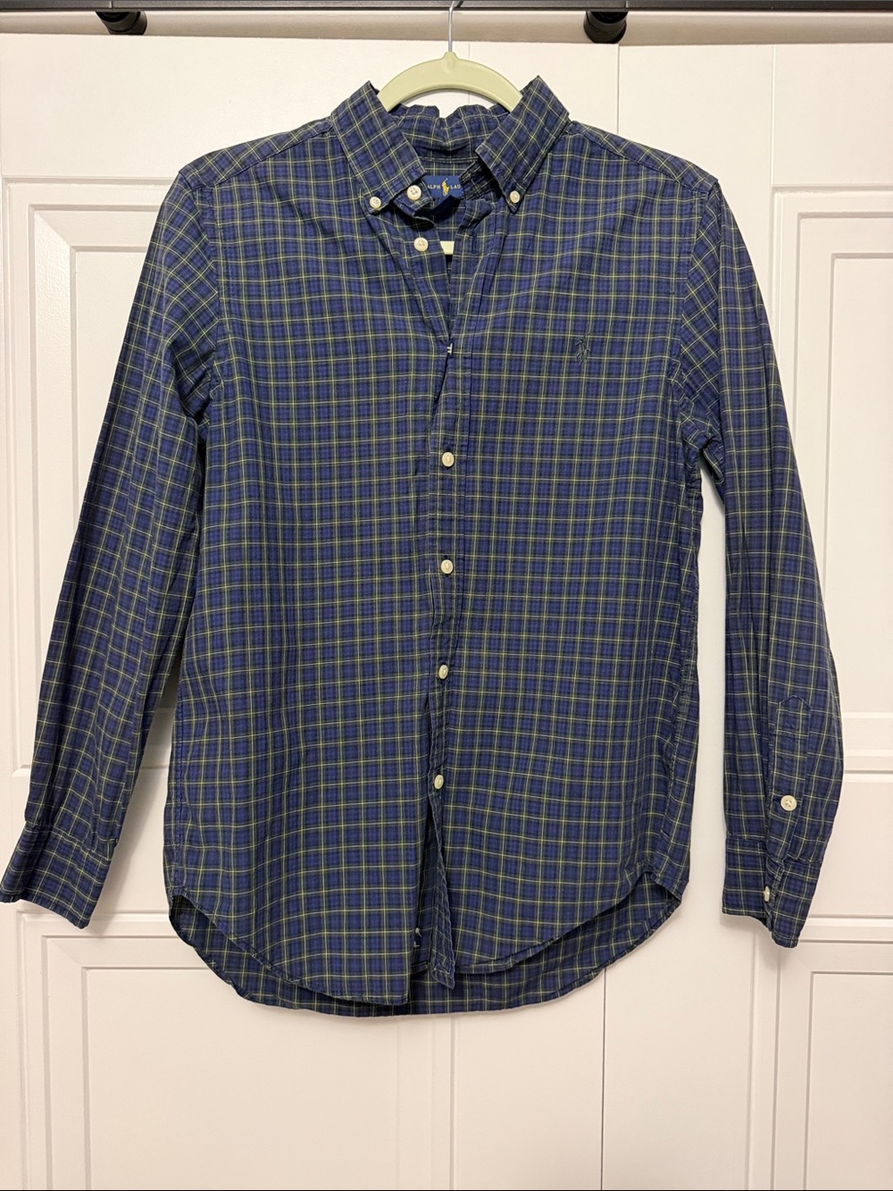 Kids Blue and Green Plaid Button-Down Shirt